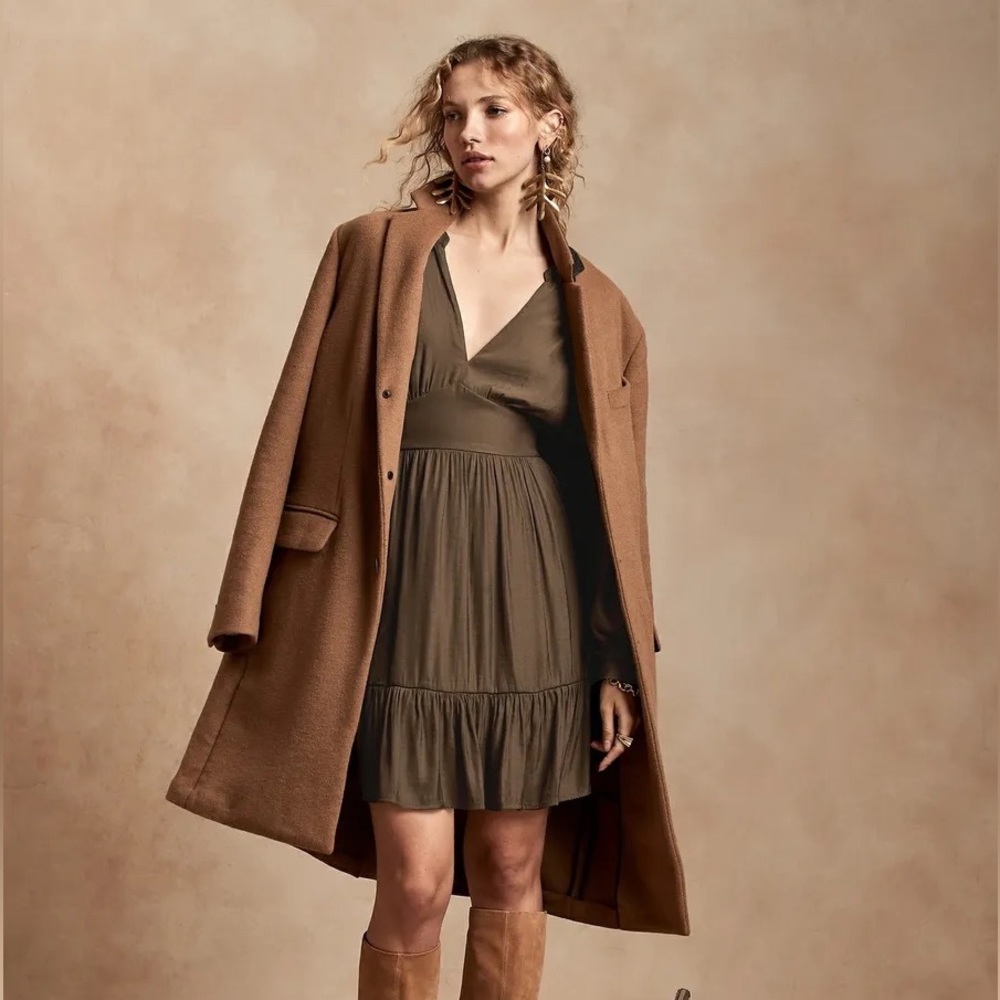 Banana Republic Balza Mini Tiered Dress, Medium, Color: Beech
